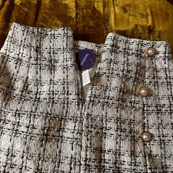 High Waist Tweed Plaid Mini Skirt - Picture 12 of 16